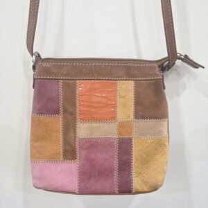 Vtg Fossil Patchwork Leather Crossbody Purse